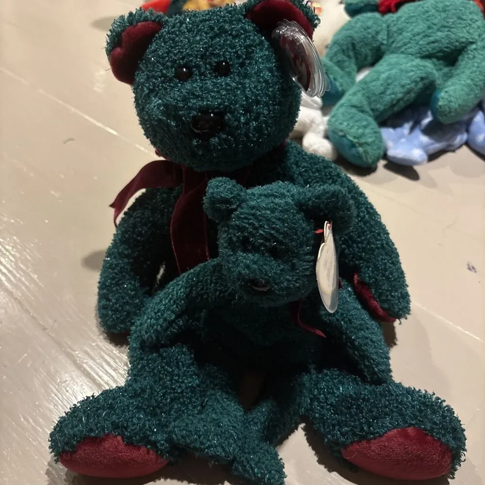 TY Beanie Baby Holiday Teddy 2001 – Large & Medium – Mint w/ Tags